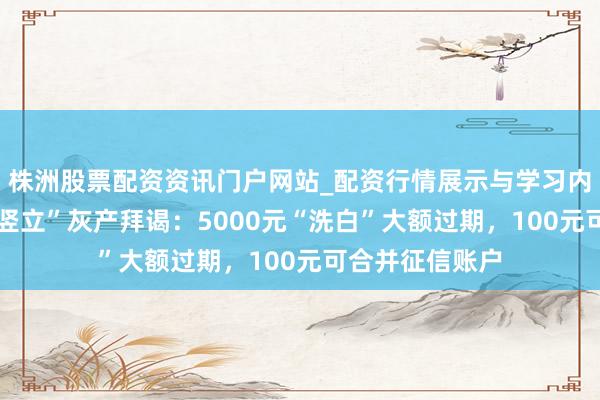 株洲股票配资资讯门户网站_配资行情展示与学习内容解析 “征信竖立”灰产拜谒：5000元“洗白”大额过期，100元可合并征信账户