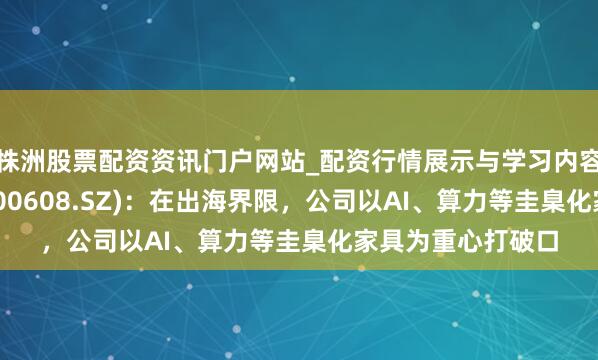 株洲股票配资资讯门户网站_配资行情展示与学习内容解析 念念特奇(300608.SZ)：在出海界限，公司以AI、算力等圭臬化家具为重心打破口
