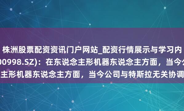 株洲股票配资资讯门户网站_配资行情展示与学习内容解析 宁波耿介(300998.SZ)：在东说念主形机器东说念主方面，当今公司与特斯拉无关协调作